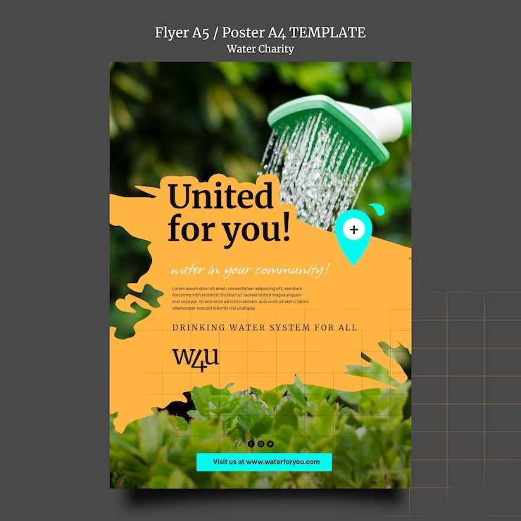 PSD gratuito plantilla de diseño de cartel de caridad de agua