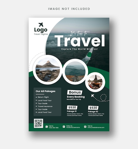 PSD gratuito plantilla de folleto explora el mundo para paquetes de viajes y vacaciones