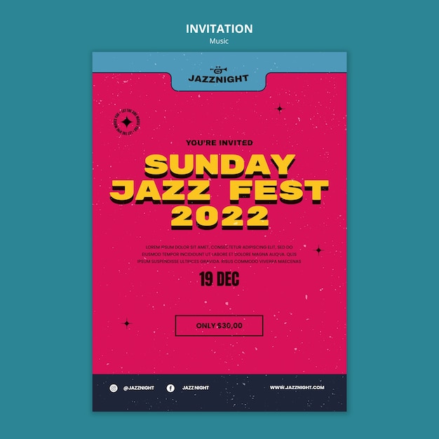 PSD gratuito plantilla de invitación de entretenimiento musical