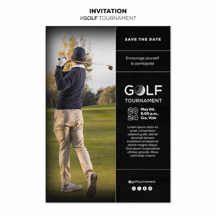 PSD gratuito plantilla de invitación para un torneo de golf