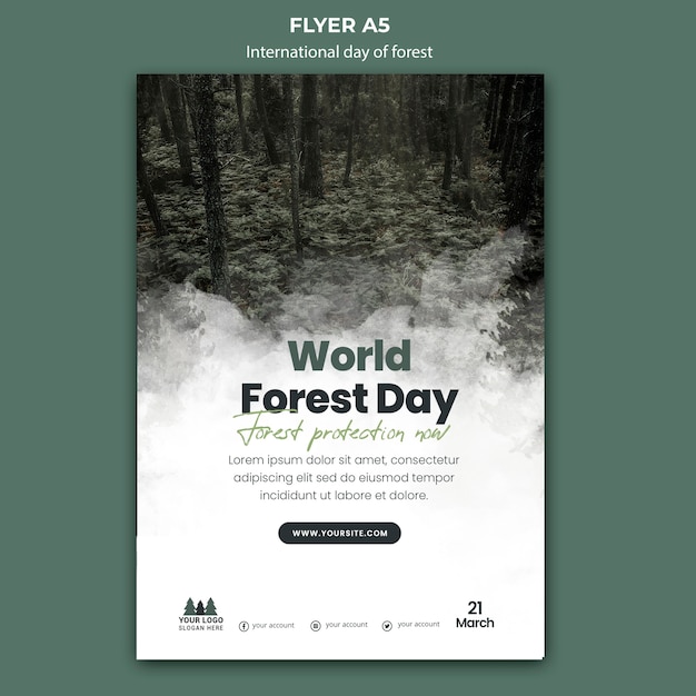 PSD gratuito plantilla de volante del día mundial de los bosques