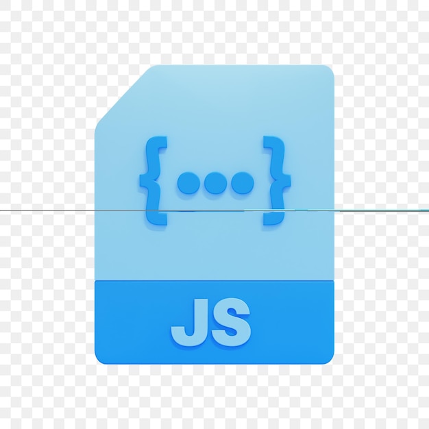PSD archivo javascript azul 3d de dibujos animados aislado sobre fondo transparente