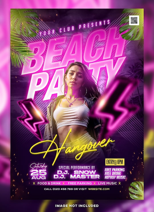 PSD dj de la fiesta de la playa flyer psd