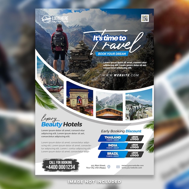 PSD folleto promocional de agencia de viajes de gira psd gratis