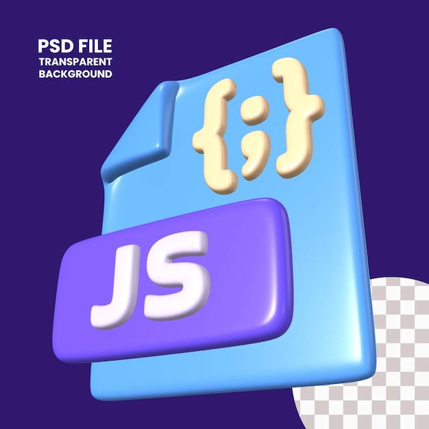 PSD icono de ilustración 3d del archivo javascript