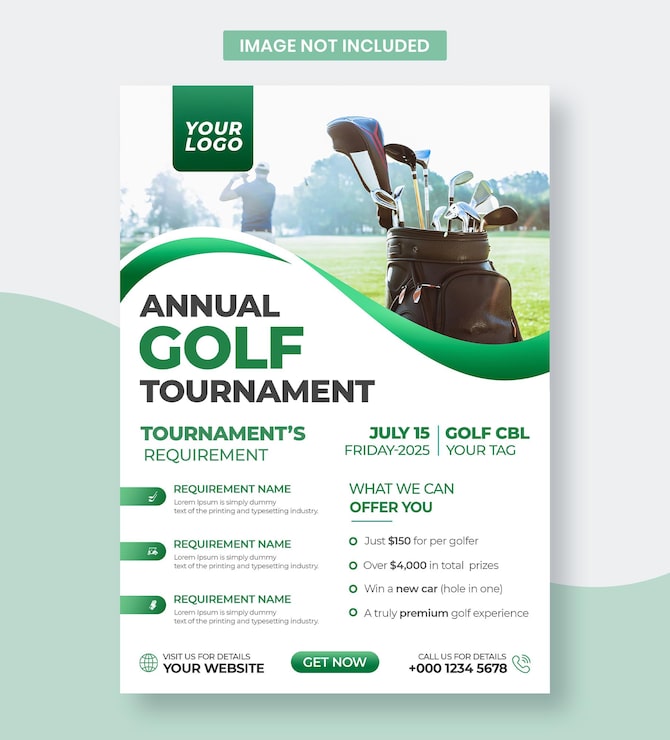 PSD plantilla de diseño de cartel de volante a4 de torneo de club de golf