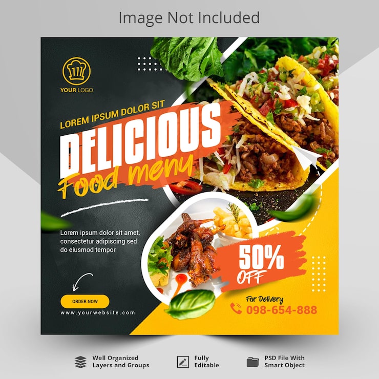 PSD plantilla especial de publicación de banner de redes sociales de comida deliciosa