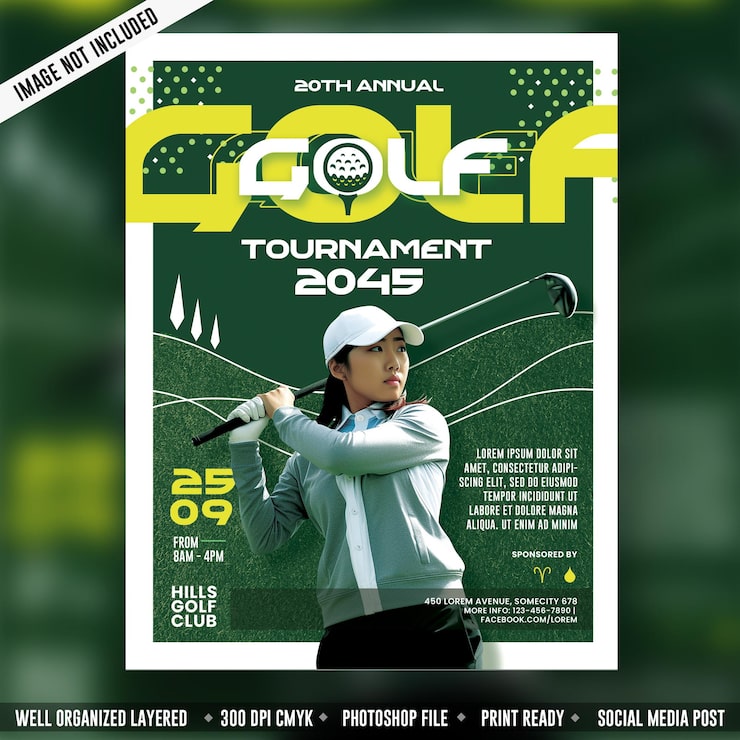 PSD plantilla de folleto de póster deportivo del club de golf psd