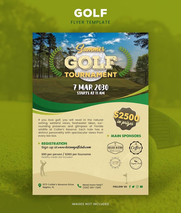 PSD plantilla de folleto para el torneo de golf