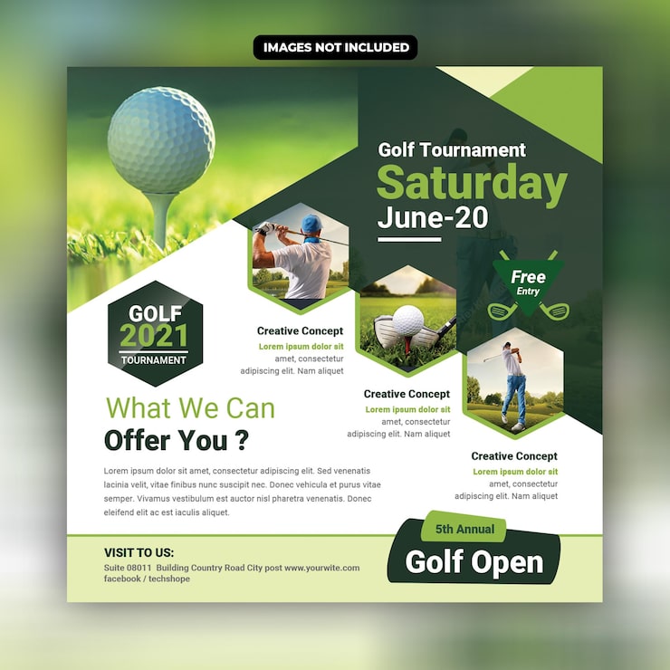 PSD plantilla de publicación de redes sociales de folleto de golf