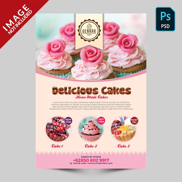 PSD plantilla de volante - promoción de pasteles