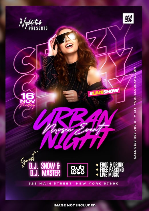 PSD urban night music event flyer (psd) (pdf) (descarga de la página de inicio de la sesión)