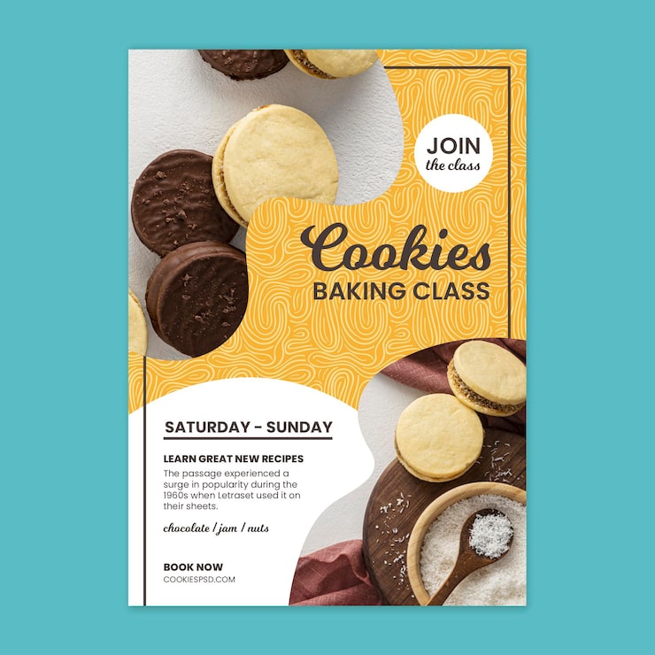 Vector gratuito cartel de clase de horneado de galletas