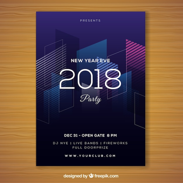 Vector gratuito cartel moderno morado para año nuevo 2018