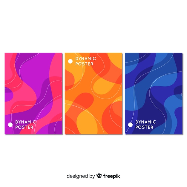 Vector gratuito colección de poster de formas dinámicas
