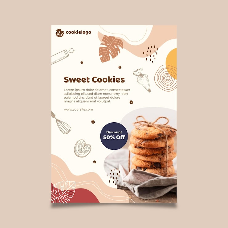 Vector gratuito diseño de plantilla de cartel de cookies