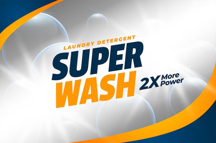 Vector gratuito etiqueta publicitaria de limpiador líquido para el baño para el super lavado