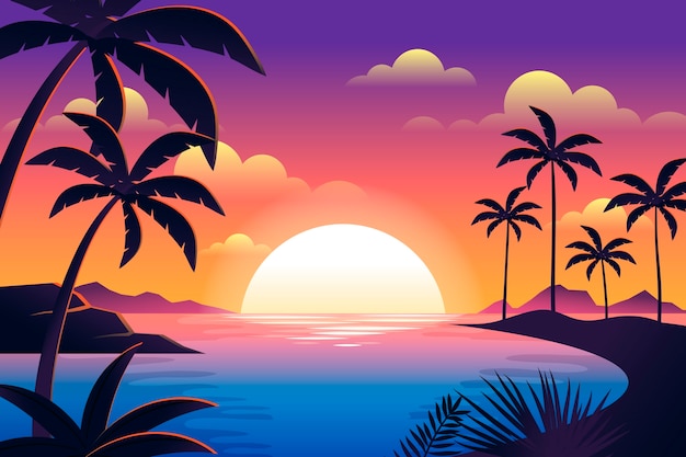 Vector gratuito fondo degradado atardecer tropical