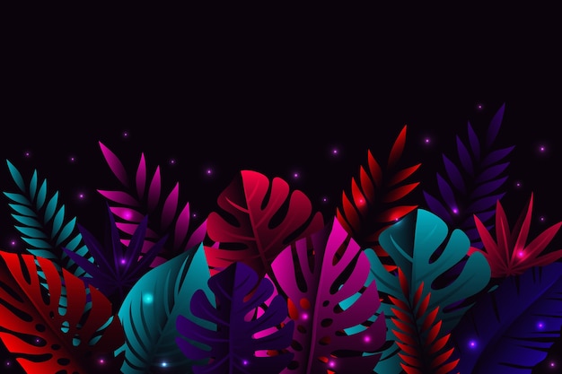 Vector gratuito fondo de hojas tropicales en gradiente