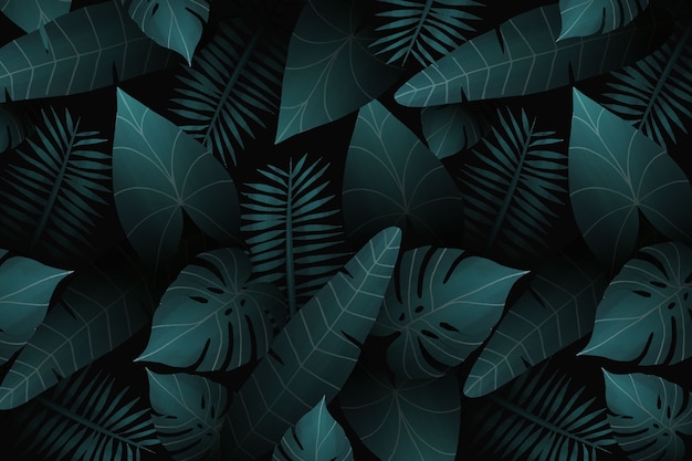 Vector gratuito fondo de hojas tropicales realistas