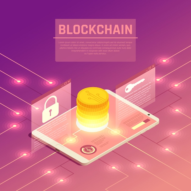 Vector gratuito ilustración isométrica de blockchain