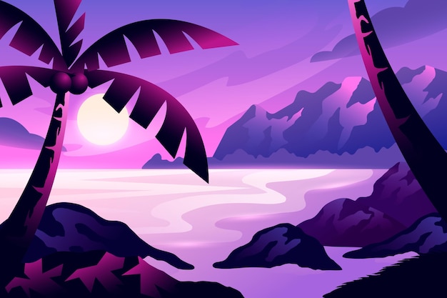 Vector gratuito paisaje en pendiente con palma