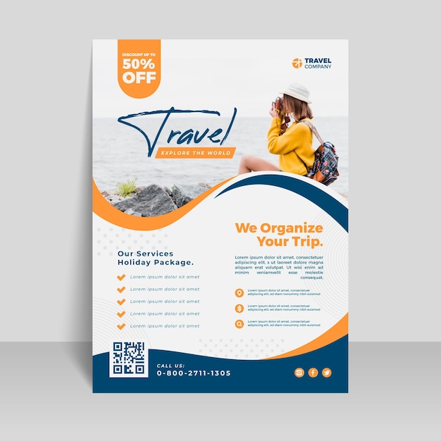 Vector gratuito plantilla de folleto de venta de viajes