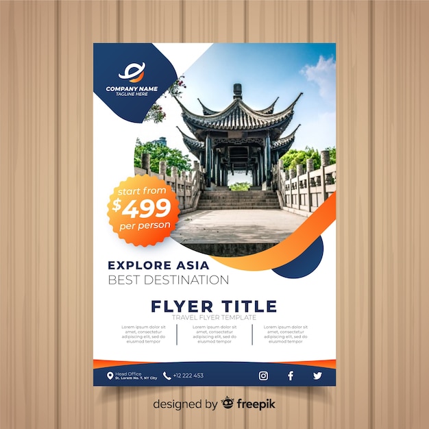 Vector gratuito plantilla de folleto de viaje