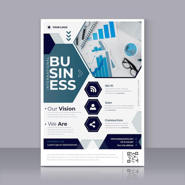 Vector gratuito plantilla de impresión de cartel de negocios moderno