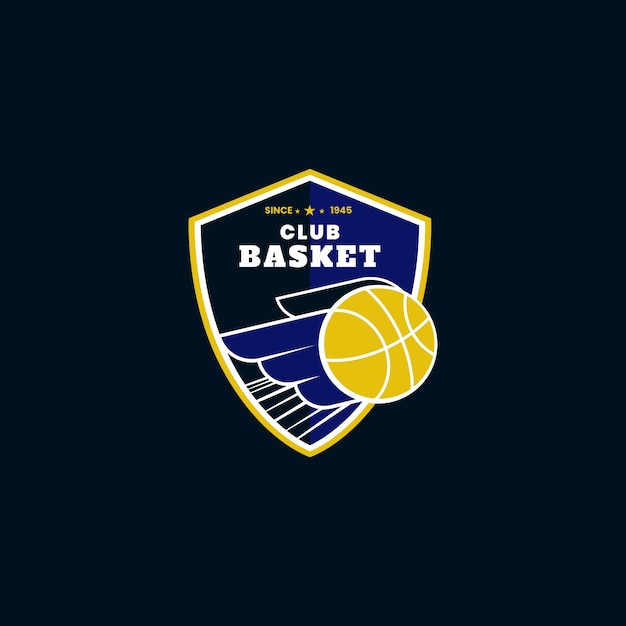 Vector gratuito plantilla de logotipo de baloncesto de diseño plano