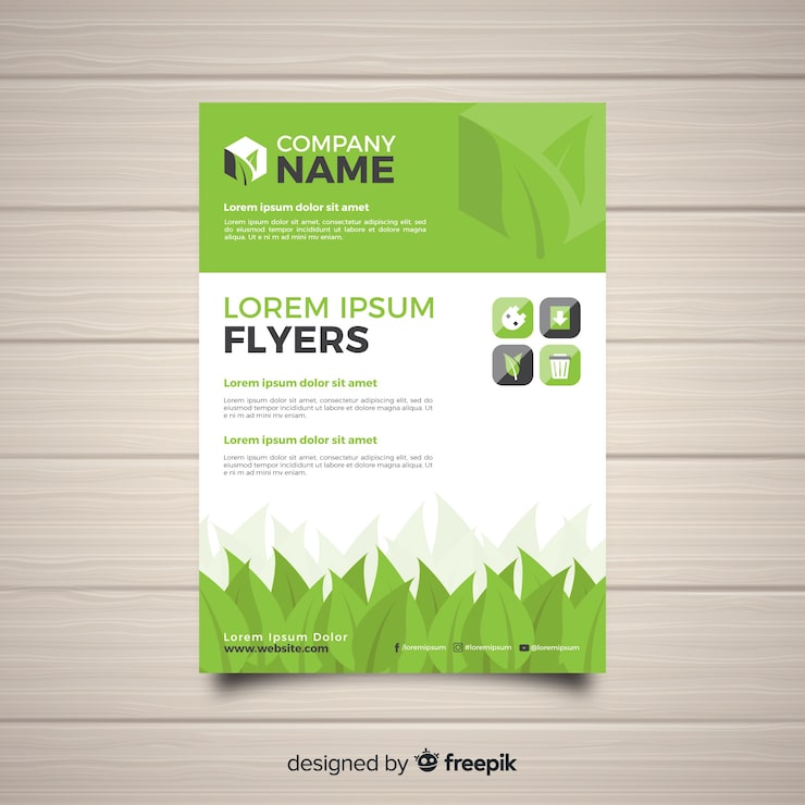 Vector gratuito plantilla moderna de folleto de naturaleza con diseño plano