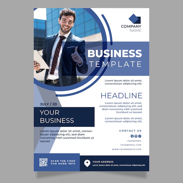 Vector gratuito plantilla de negocios con foto