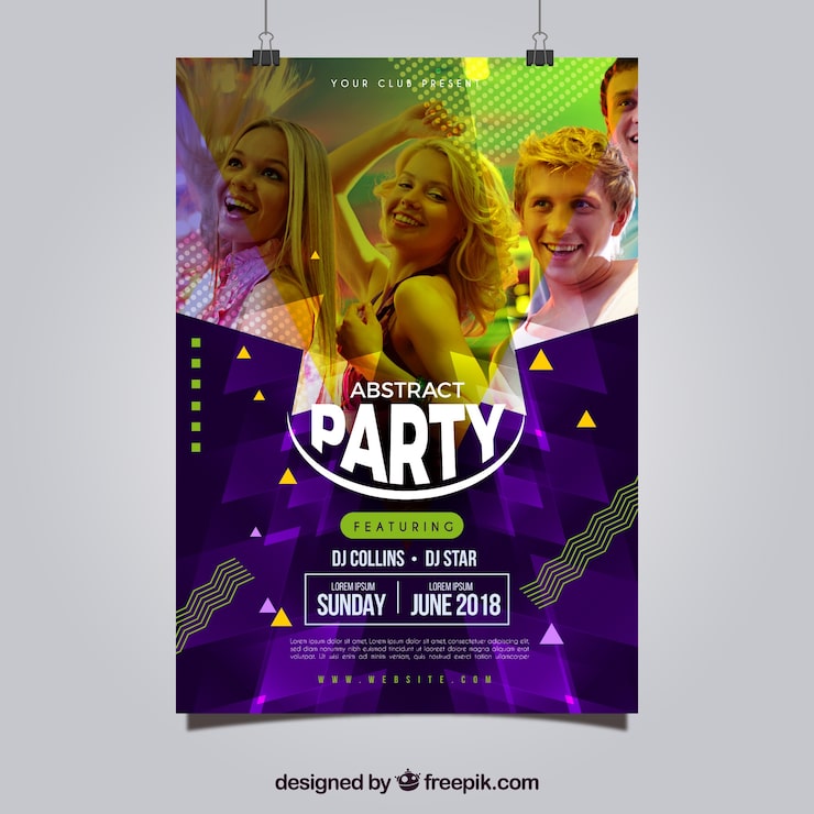 Vector gratuito plantilla de póster de fiesta con estilo abstracto