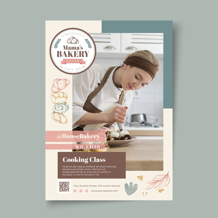 Vector gratuito plantilla de póster de panadería
