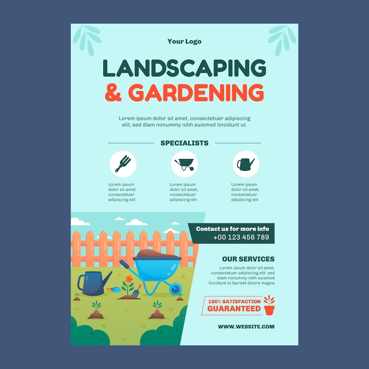 Vector gratuito plantilla de póster vertical de jardinería y jardinería.