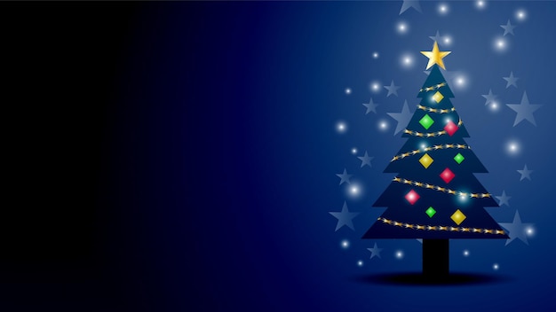 Vector árbol de navidad sobre fondo azul