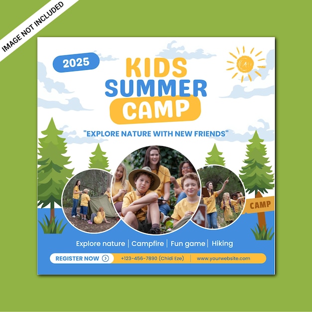 Vector el cartel del campamento de verano para niños para 2025