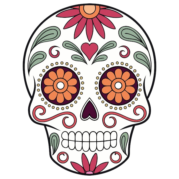 Vector clipart colorido de calavera para recursos del día de muertos