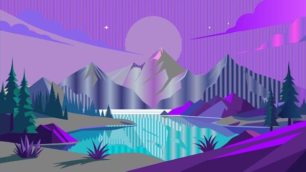 Vector una colección de diferentes imágenes, incluidos árboles y montañas de montaña