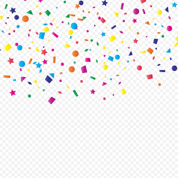 Vector confeti geométrico con olor vectorial sobre un fondo transparente