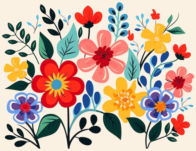 Vector flores coloridas en un vector de fondo al estilo de formas simples gary hume