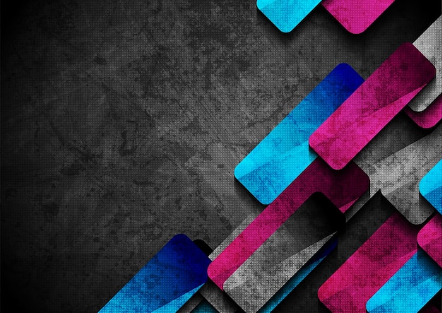 Vector fondo corporativo geométrico abstracto grunge negro, azul y violeta