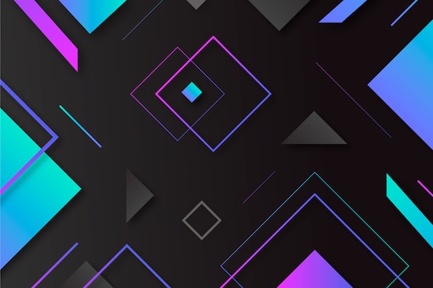 Vector formas geométricas en gradiente sobre un fondo oscuro