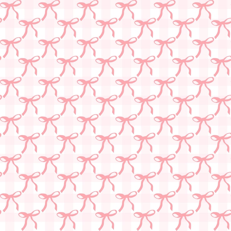 Vector el patrón estético de coqueta bonito sin costuras cinta rosa arco gingham aislado en fondo blanco x9