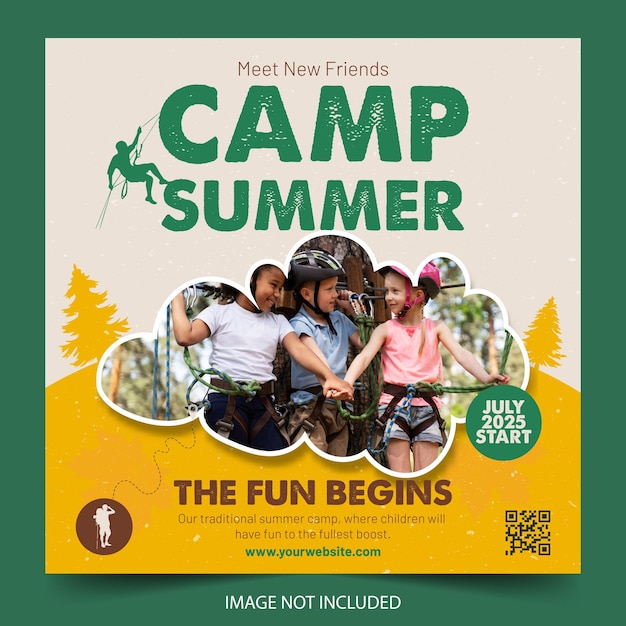 Vector plantilla de campamento de verano para niños