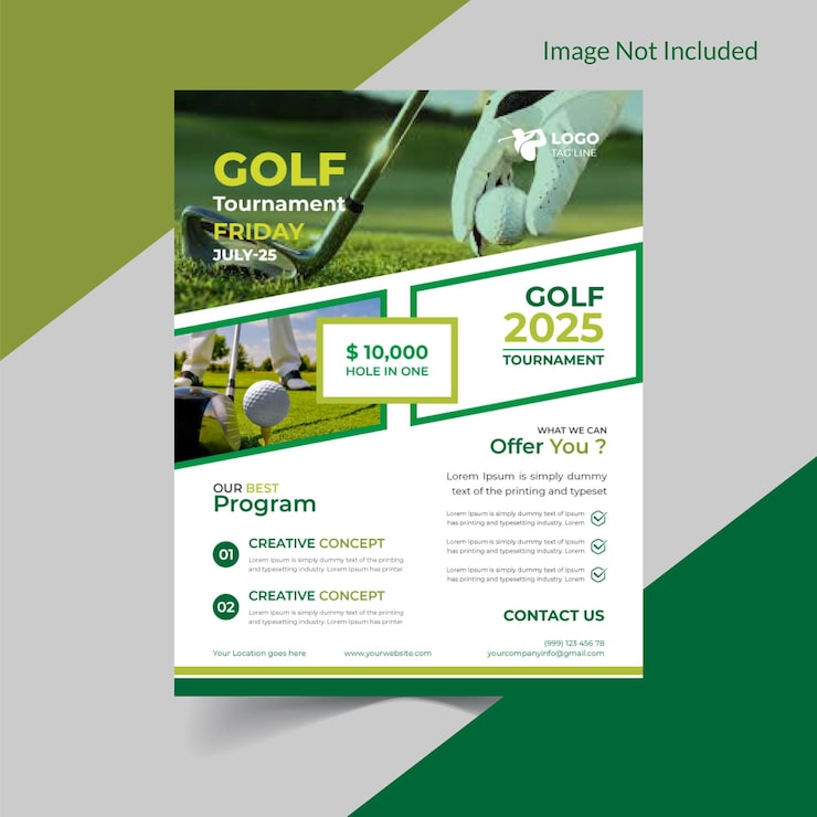 Vector plantilla de diseño de cartel de flyer de club de golf vectorial a4