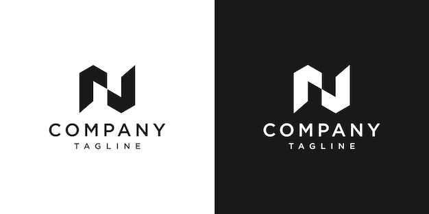 Vector plantilla de icono de diseño de logotipo de monograma de letra creativa n fondo blanco y negro