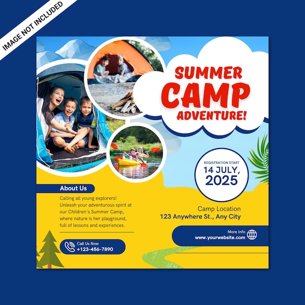 Vector volante de aventura para niños del campamento de verano